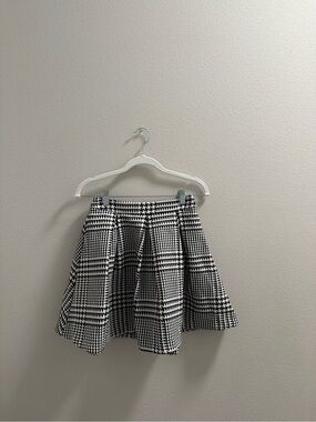 Express Black and White Plaid Circle Skirt